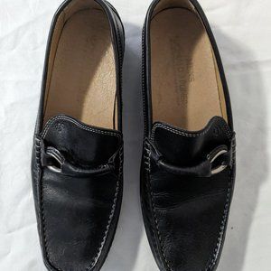 DONALD J PLINER SIZE 9.5 ELEO HORSEBIT MOC TOE BLACK DRIVING LOAFERS